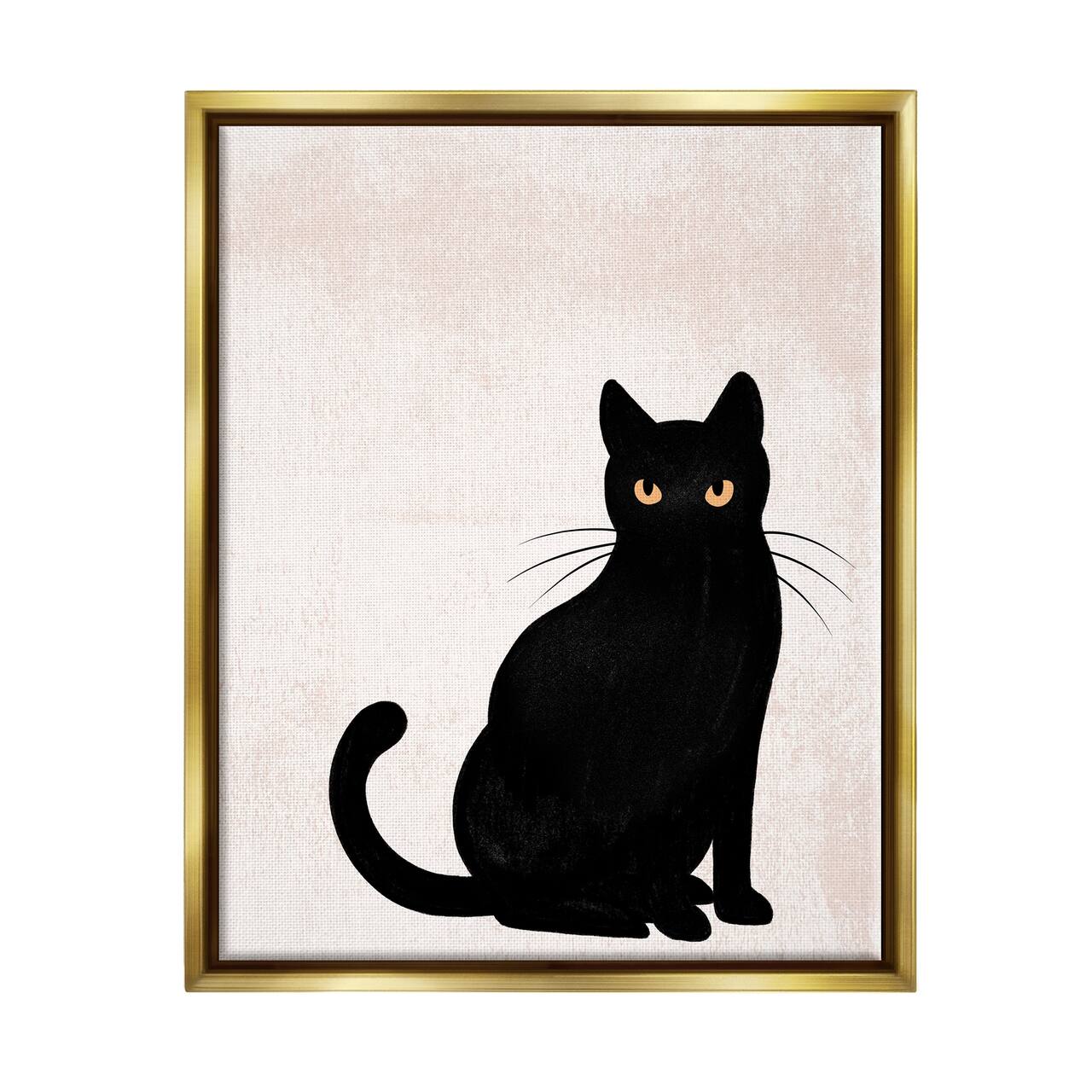 Stupell Industries Halloween Black Cat Silhouette Framed Floater Canvas Wall Art